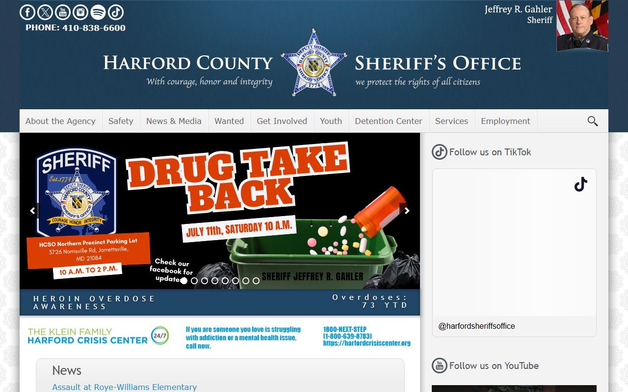 Harford County arrest records and sheriff court charge records