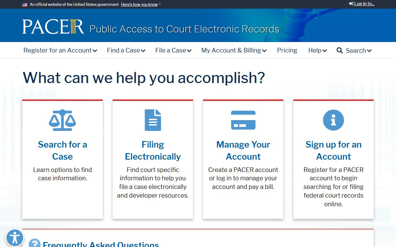 Harford County court dockets PACER federal access