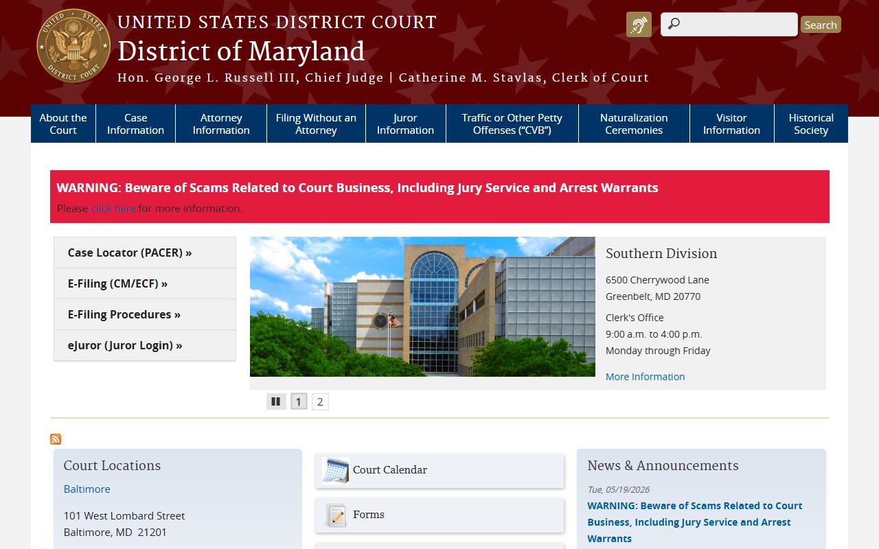 Harford County court records federal District of Maryland