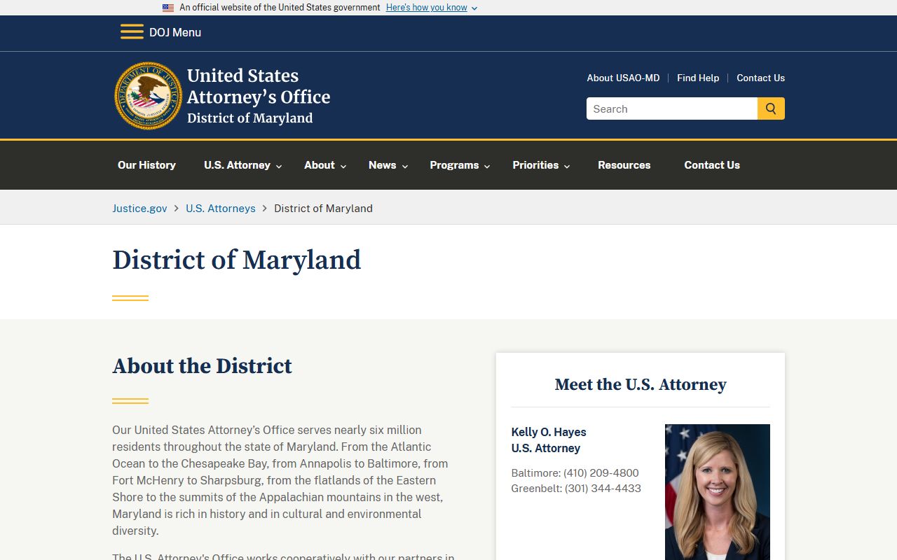 Harford County criminal court records United States Attorney Maryland
