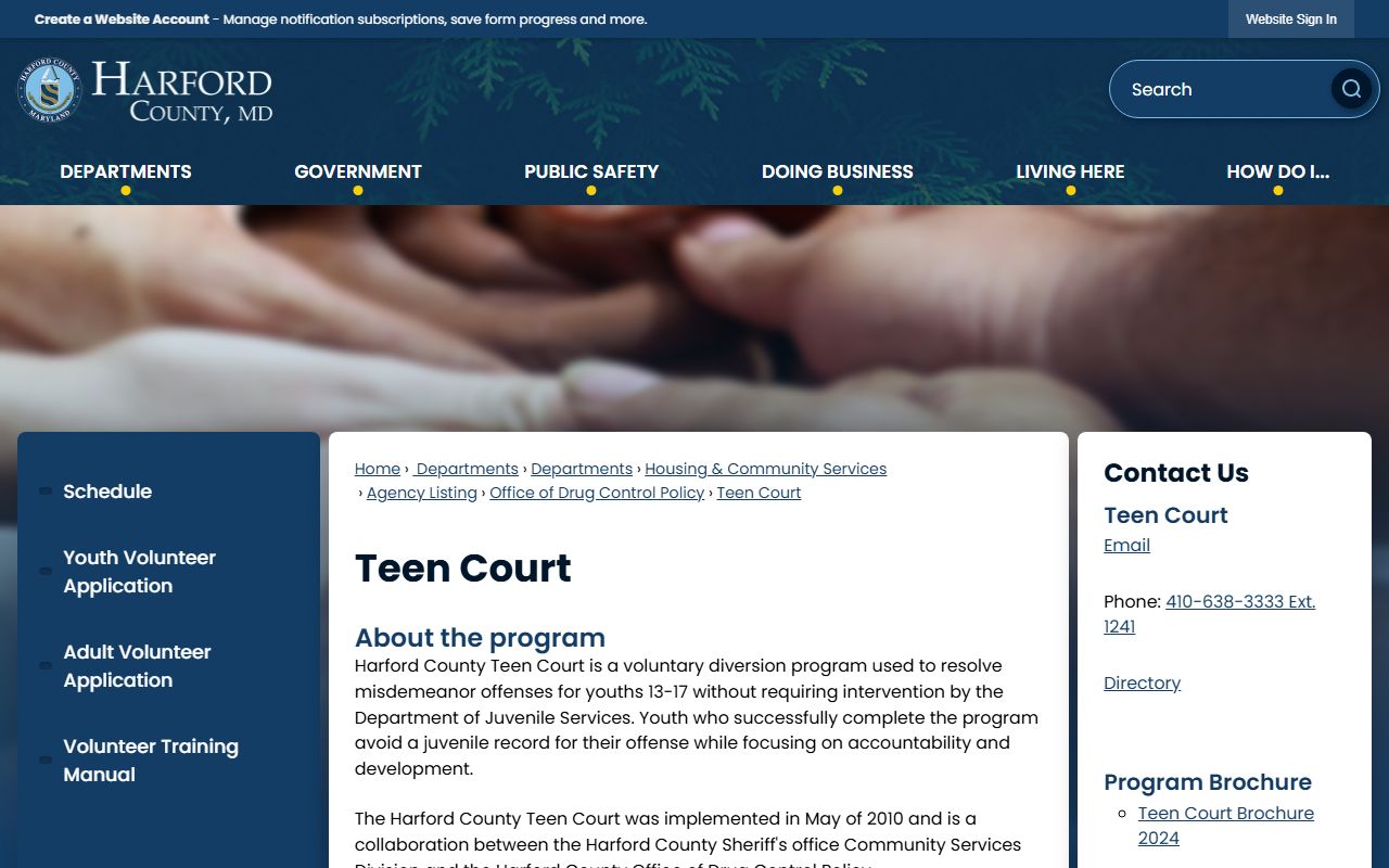 Harford County Circuit Court lower court Teen Court program