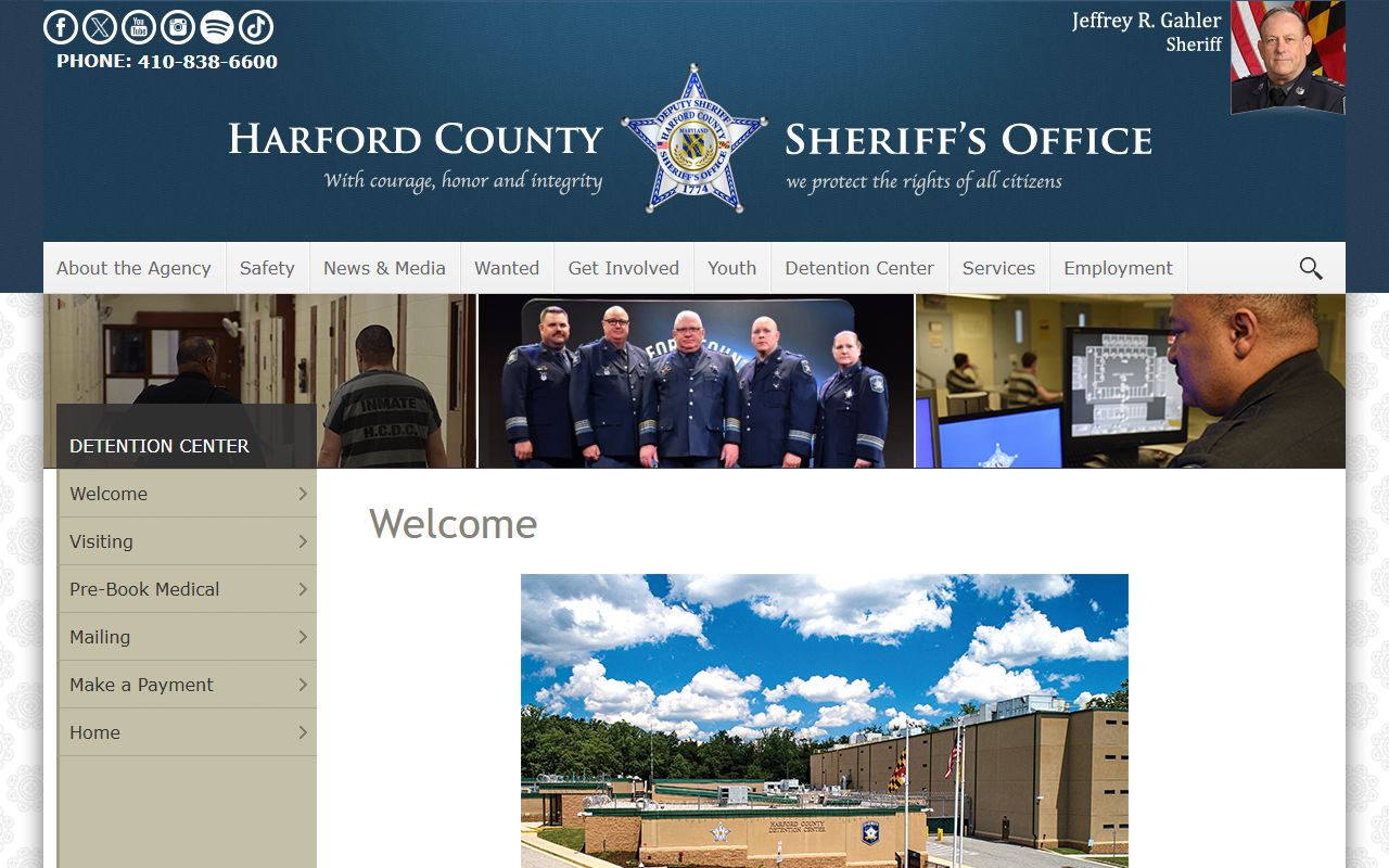Harford County inmate records detention center page