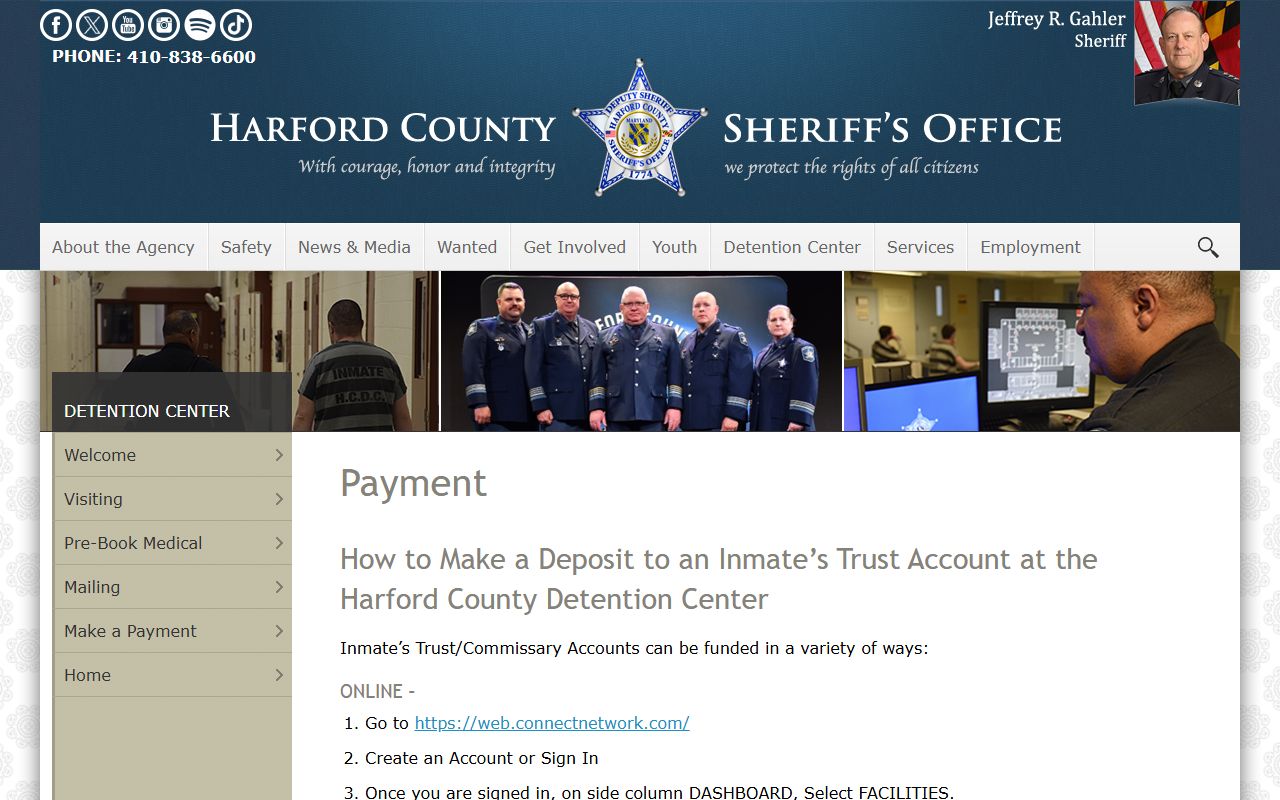 Harford County inmate records HCDC payment options