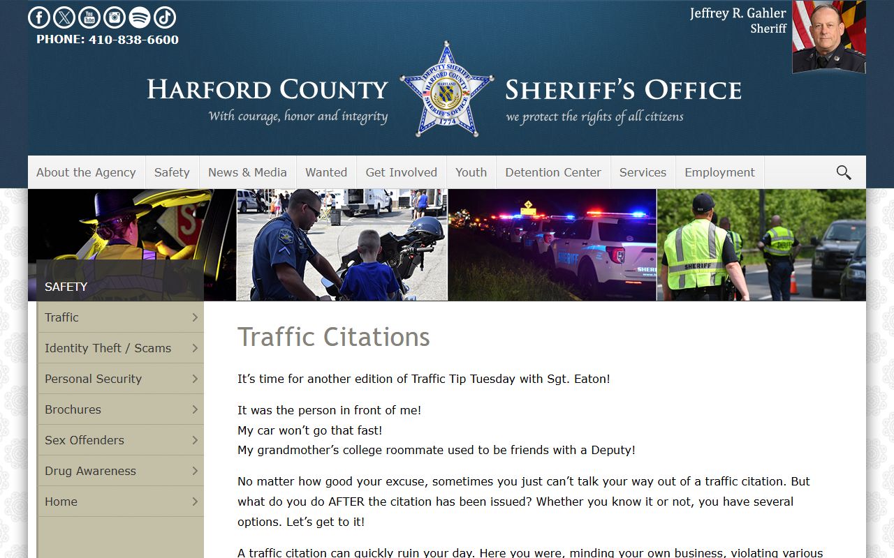 Harford County traffic court records HCSO traffic citations