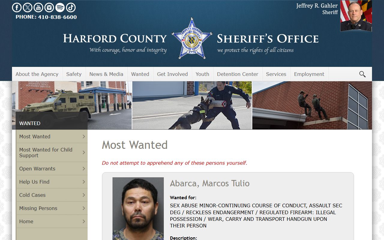 Harford County warrant records most wanted page